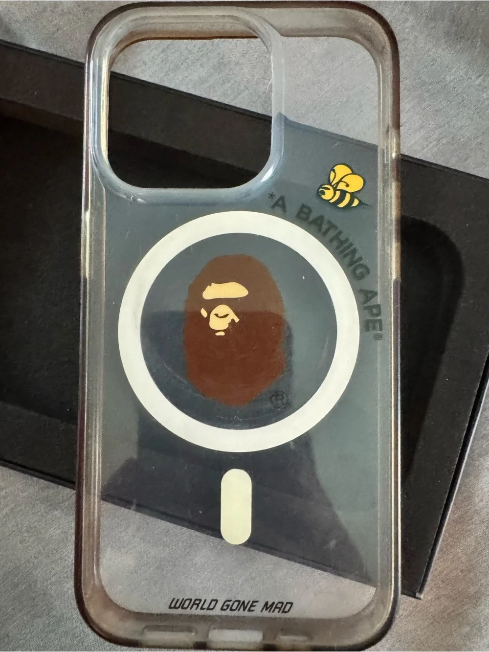 A Bathing Ape Clear MagSafe iPhone Case - Black with Ape Logo